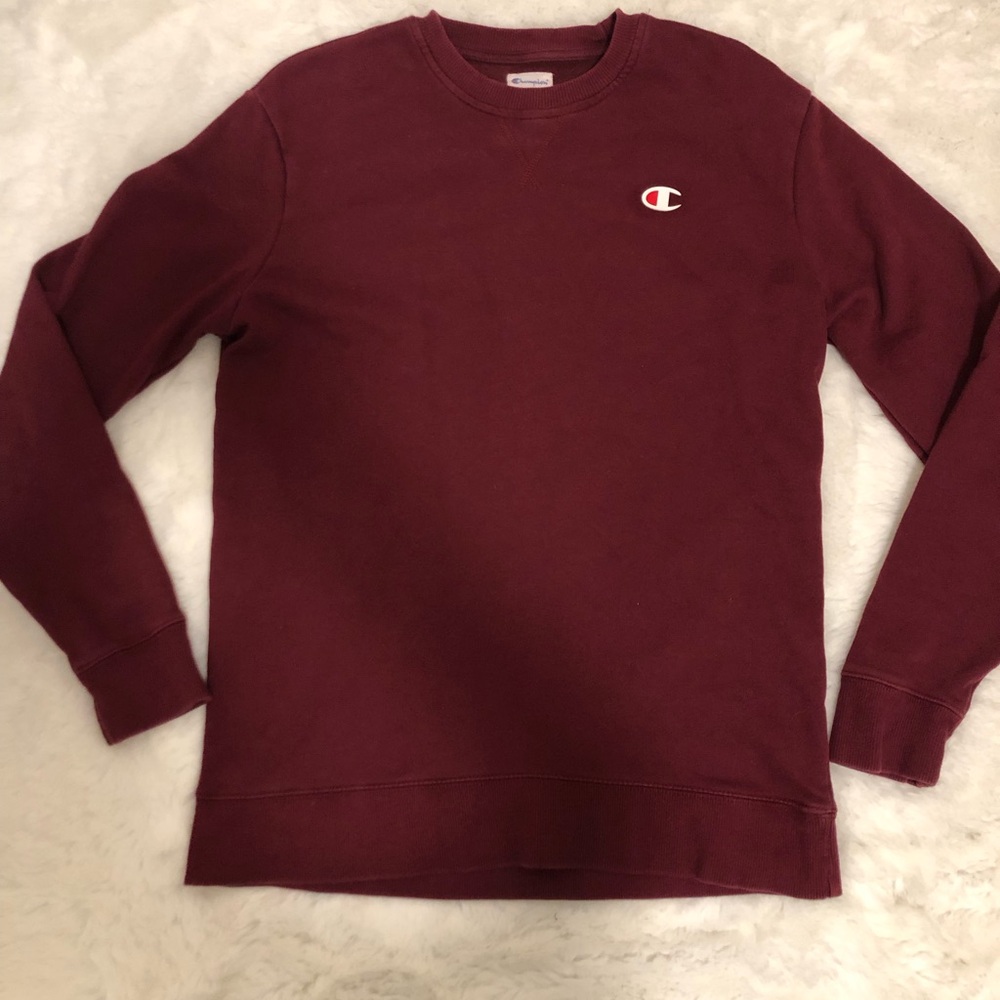 DARK RED CHAMPION MENS SWEATSHIRT NOT FLEECELINED SIZE S